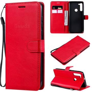 Retro Greek Classic Smooth PU Leather Wallet Phone Case for Motorola Moto G8 - Red