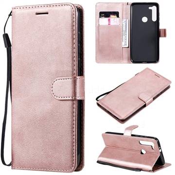 Retro Greek Classic Smooth PU Leather Wallet Phone Case for Motorola Moto G8 - Rose Gold