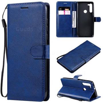 Retro Greek Classic Smooth PU Leather Wallet Phone Case for Motorola Moto G8 - Blue