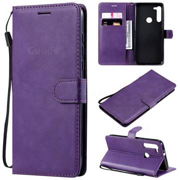 Retro Greek Classic Smooth PU Leather Wallet Phone Case for Motorola Moto G8 - Purple