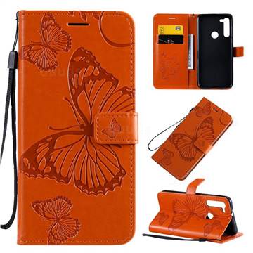 Embossing 3D Butterfly Leather Wallet Case for Motorola Moto G8 - Orange
