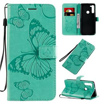 Embossing 3D Butterfly Leather Wallet Case for Motorola Moto G8 - Green