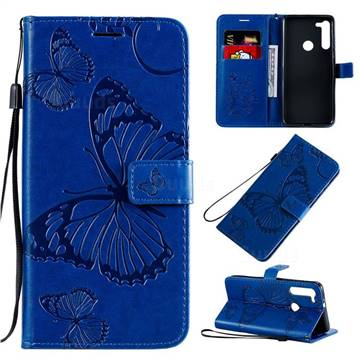 Embossing 3D Butterfly Leather Wallet Case for Motorola Moto G8 - Blue