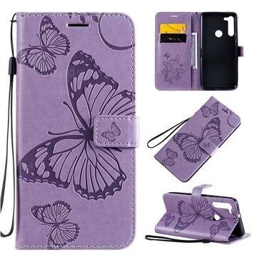 Embossing 3D Butterfly Leather Wallet Case for Motorola Moto G8 - Purple