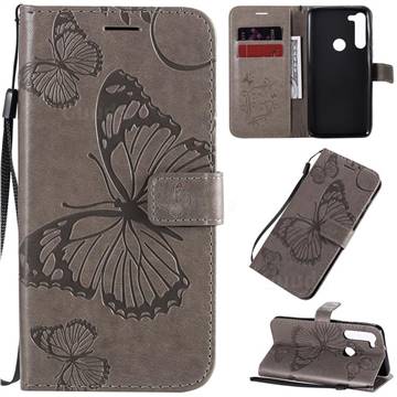 Embossing 3D Butterfly Leather Wallet Case for Motorola Moto G8 Power - Gray