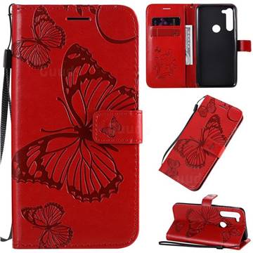 Embossing 3D Butterfly Leather Wallet Case for Motorola Moto G8 Power - Red