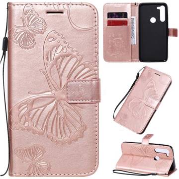 Embossing 3D Butterfly Leather Wallet Case for Motorola Moto G8 Power - Rose Gold