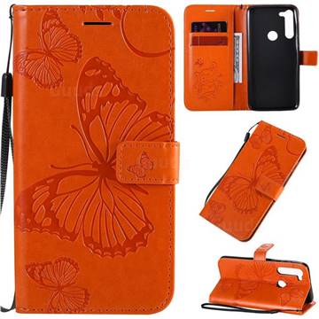 Embossing 3D Butterfly Leather Wallet Case for Motorola Moto G8 Power - Orange