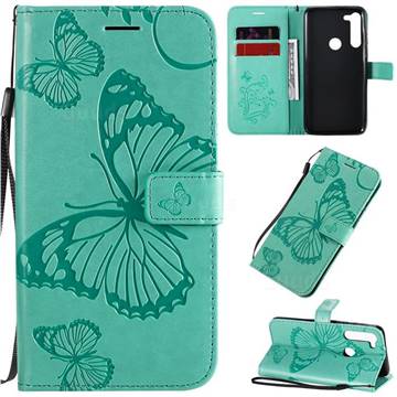 Embossing 3D Butterfly Leather Wallet Case for Motorola Moto G8 Power - Green