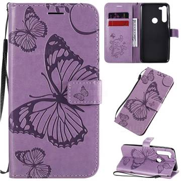 Embossing 3D Butterfly Leather Wallet Case for Motorola Moto G8 Power - Purple