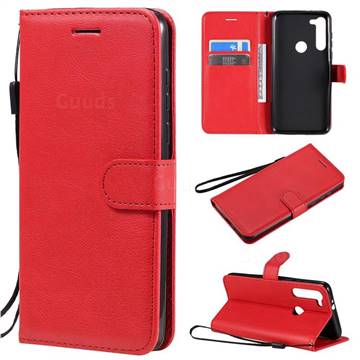 Retro Greek Classic Smooth PU Leather Wallet Phone Case for Motorola Moto G8 Power - Red