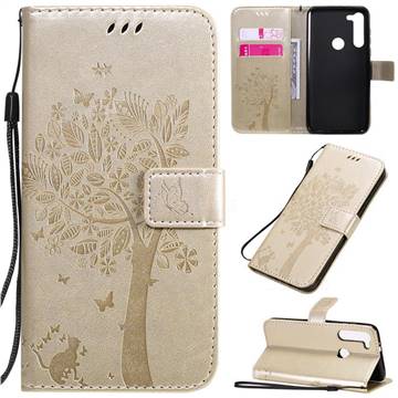Embossing Butterfly Tree Leather Wallet Case for Motorola Moto G8 Power - Champagne