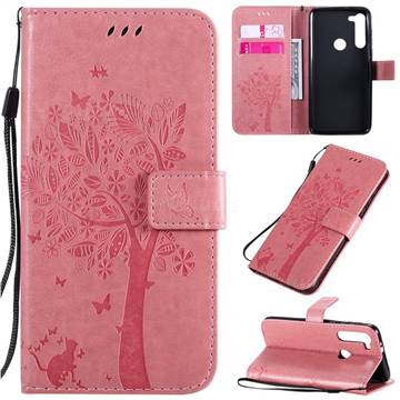 Embossing Butterfly Tree Leather Wallet Case for Motorola Moto G8 Power - Pink
