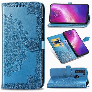 Embossing Imprint Mandala Flower Leather Wallet Case for Motorola Moto G8 Power - Blue