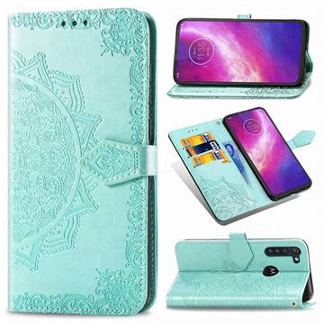 Embossing Imprint Mandala Flower Leather Wallet Case for Motorola Moto G8 Power - Green