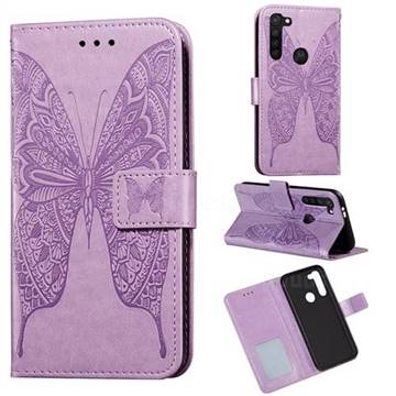 Intricate Embossing Vivid Butterfly Leather Wallet Case for Motorola Moto G8 Power - Purple