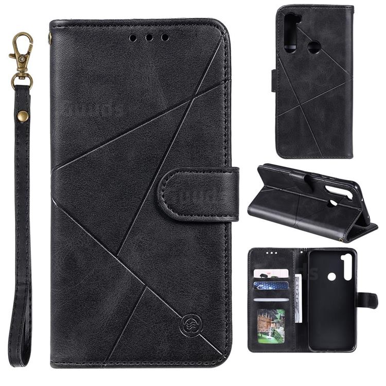 Embossing Geometric Leather Wallet Case for Motorola Moto G8 Power - Black