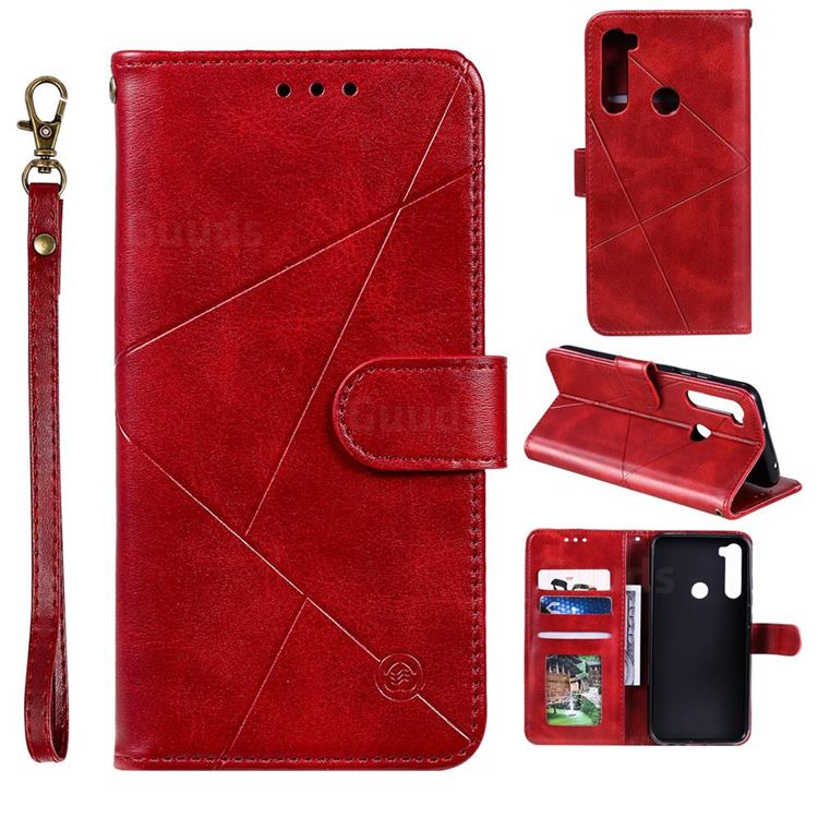 Embossing Geometric Leather Wallet Case for Motorola Moto G8 Power - Red