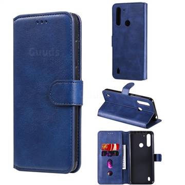 Retro Calf Matte Leather Wallet Phone Case for Motorola Moto G8 Power Lite - Blue