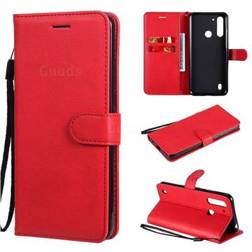 Retro Greek Classic Smooth PU Leather Wallet Phone Case for Motorola Moto G8 Power Lite - Red