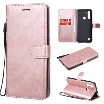 Retro Greek Classic Smooth PU Leather Wallet Phone Case for Motorola Moto G8 Power Lite - Rose Gold