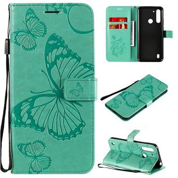 Embossing 3D Butterfly Leather Wallet Case for Motorola Moto G8 Power Lite - Green