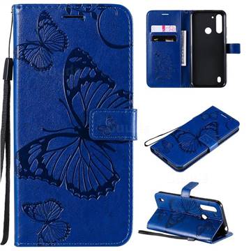 Embossing 3D Butterfly Leather Wallet Case for Motorola Moto G8 Power Lite - Blue