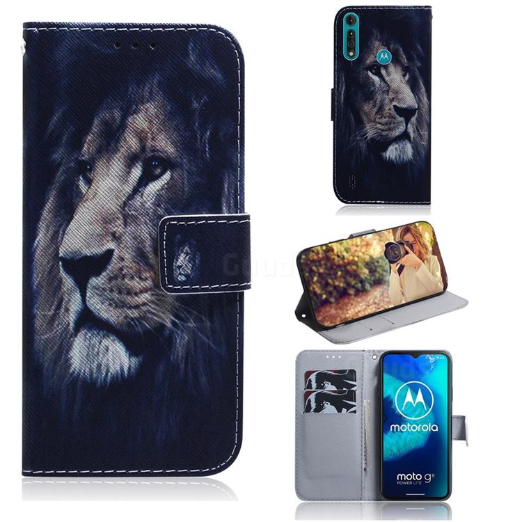 Lion Face PU Leather Wallet Case for Motorola Moto G8 Power Lite