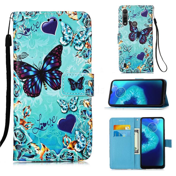 Love Butterfly Matte Leather Wallet Phone Case for Motorola Moto G8 Power Lite