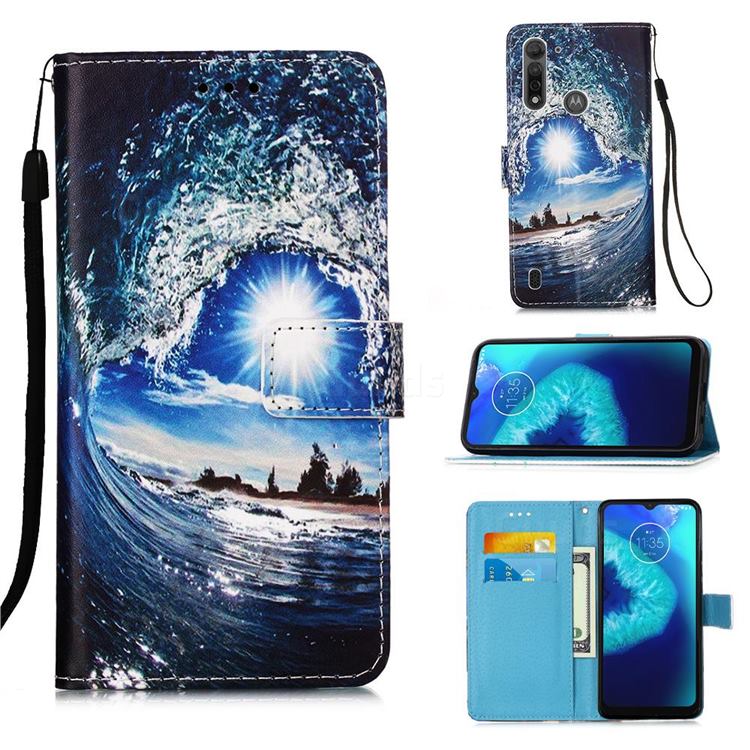 Waves and Sun Matte Leather Wallet Phone Case for Motorola Moto G8 Power Lite