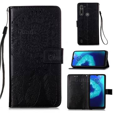 Embossing Dream Catcher Mandala Flower Leather Wallet Case for Motorola Moto G8 Power Lite - Black