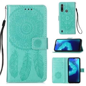 Embossing Dream Catcher Mandala Flower Leather Wallet Case for Motorola Moto G8 Power Lite - Green