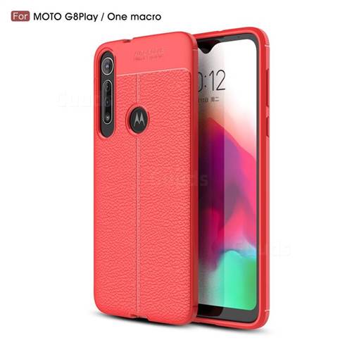 Luxury Auto Focus Litchi Texture Silicone TPU Back Cover for Motorola Moto G8 Play - Red