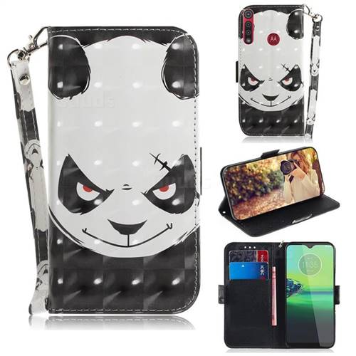 Angry Bear 3D Painted Leather Wallet Phone Case for Motorola Moto G8 Play