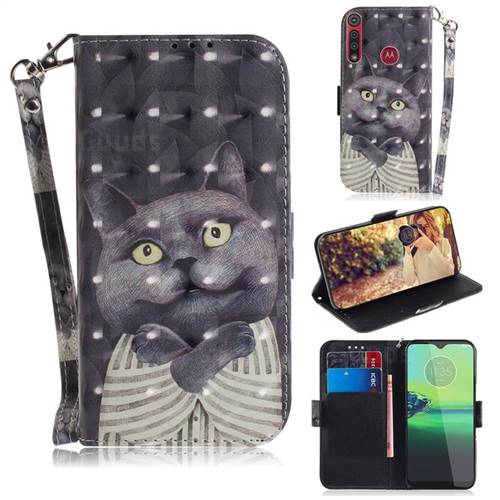 Cat Embrace 3D Painted Leather Wallet Phone Case for Motorola Moto G8 Play
