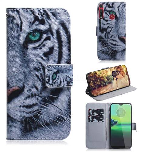 White Tiger PU Leather Wallet Case for Motorola Moto G8 Play