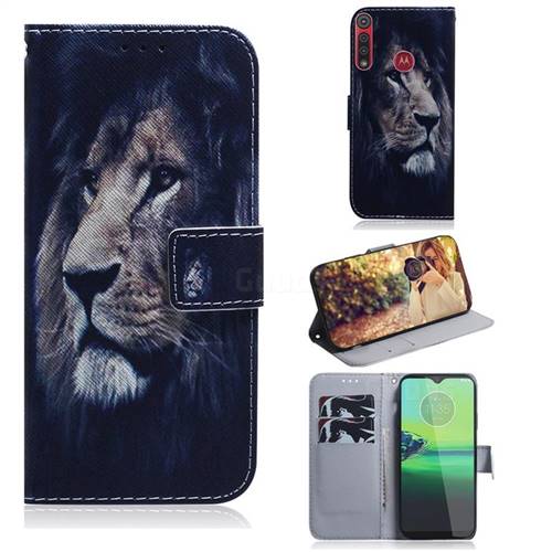 Lion Face PU Leather Wallet Case for Motorola Moto G8 Play