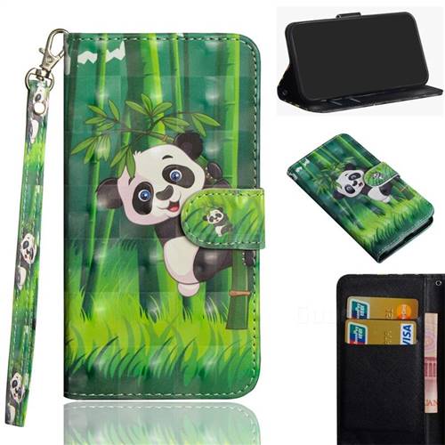 Climbing Bamboo Panda 3D Painted Leather Wallet Case for Motorola Moto G8 Play