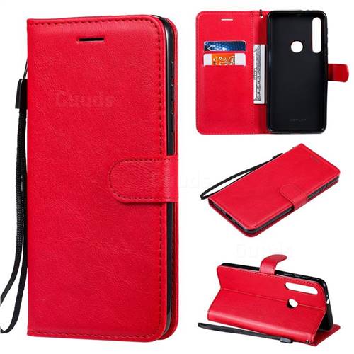 Retro Greek Classic Smooth PU Leather Wallet Phone Case for Motorola Moto G8 Play - Red