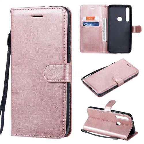 Retro Greek Classic Smooth PU Leather Wallet Phone Case for Motorola Moto G8 Play - Rose Gold