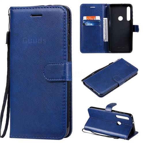 Retro Greek Classic Smooth PU Leather Wallet Phone Case for Motorola Moto G8 Play - Blue