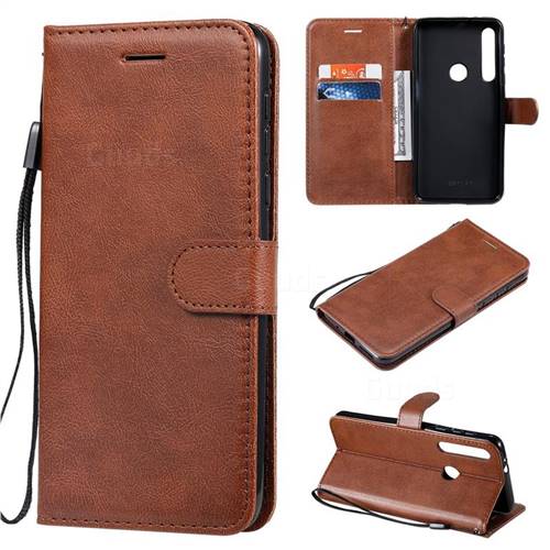Retro Greek Classic Smooth PU Leather Wallet Phone Case for Motorola Moto G8 Play - Brown