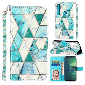 Stitching Marble 3D Leather Phone Holster Wallet Case for Motorola Moto G8 Play