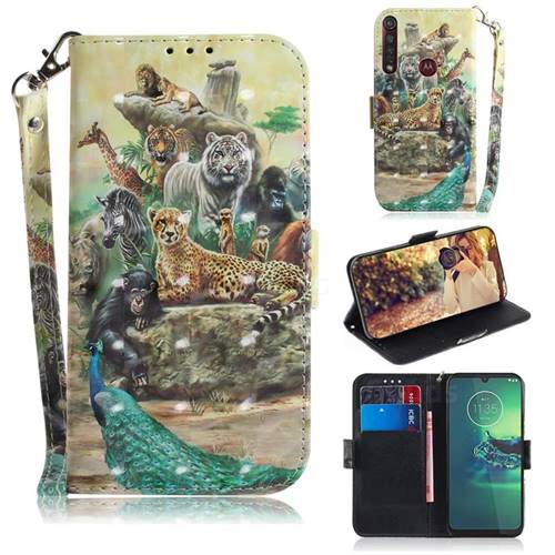 Beast Zoo 3D Painted Leather Wallet Phone Case for Motorola Moto G8 Plus