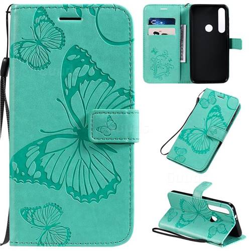 Embossing 3D Butterfly Leather Wallet Case for Motorola Moto G8 Plus - Green