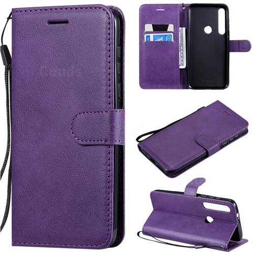 Retro Greek Classic Smooth PU Leather Wallet Phone Case for Motorola Moto G8 Plus - Purple
