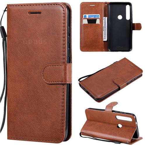 Retro Greek Classic Smooth PU Leather Wallet Phone Case for Motorola Moto G8 Plus - Brown