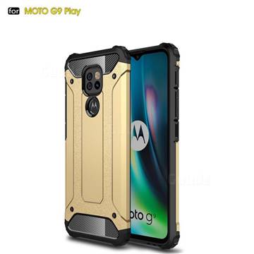 King Kong Armor Premium Shockproof Dual Layer Rugged Hard Cover for Motorola Moto G9 Play - Champagne Gold