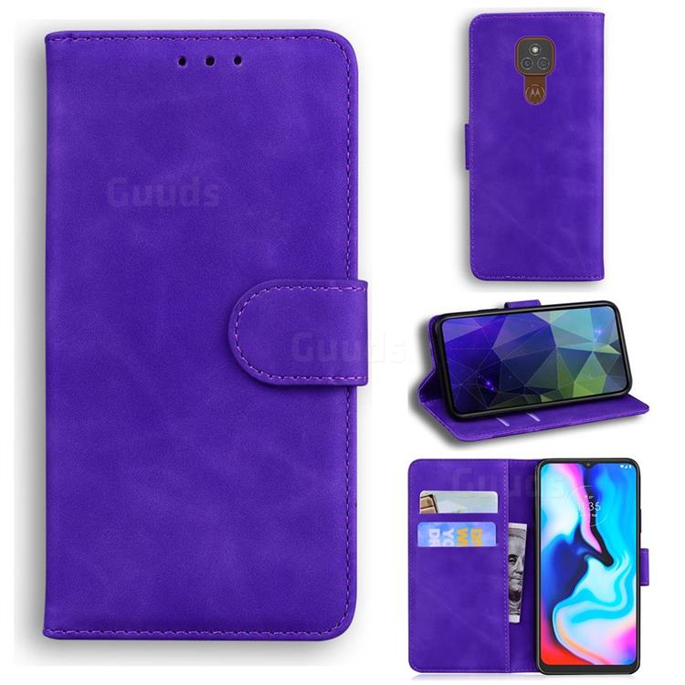 Retro Classic Skin Feel Leather Wallet Phone Case for Motorola Moto G9 Play - Purple