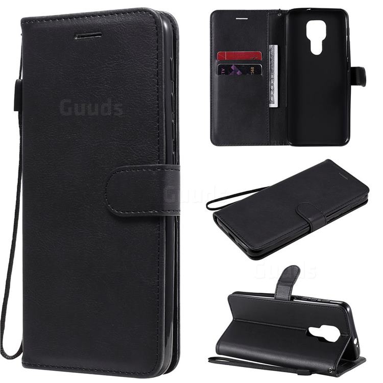 Retro Greek Classic Smooth PU Leather Wallet Phone Case for Motorola Moto G9 Play - Black